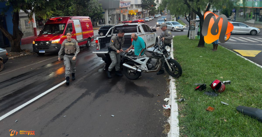 Motociclista fica ferido em colisão no fim da tarde no Centro de Sarandi