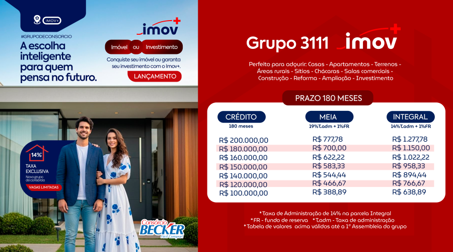 IMOV+: Consórcio Becker lança novo grupo imobiliário com condições exclusivas